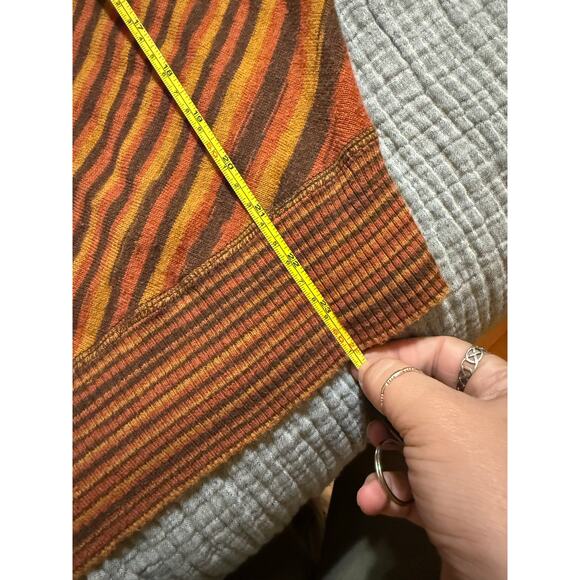 Prana Striped Long Sleeve Brown Orange Top Retro Style Women’s Size M - Picture 4 of 5